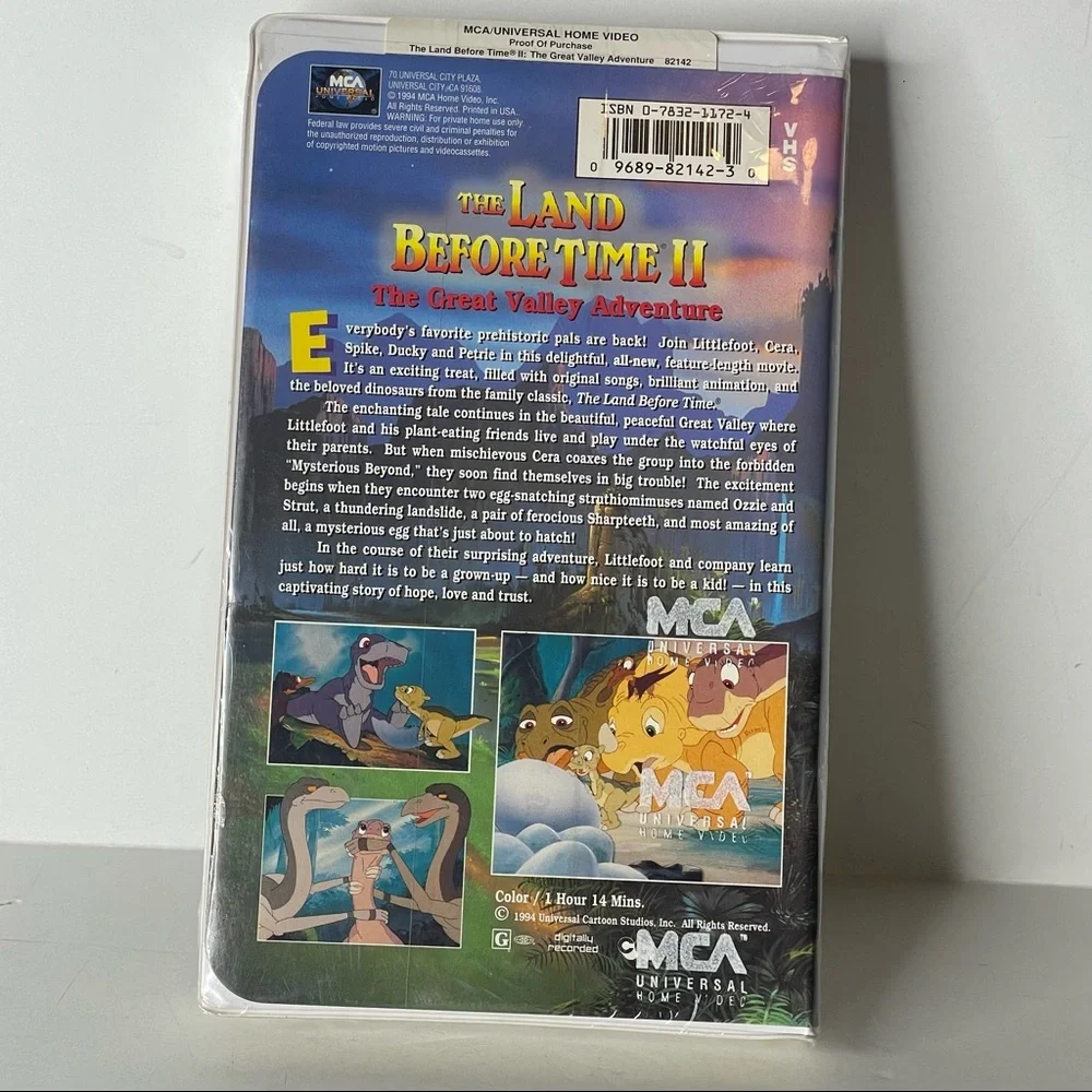 The Land Before Time II: The Great Valley Adventure (VHS, 1994) NEW SEALED
